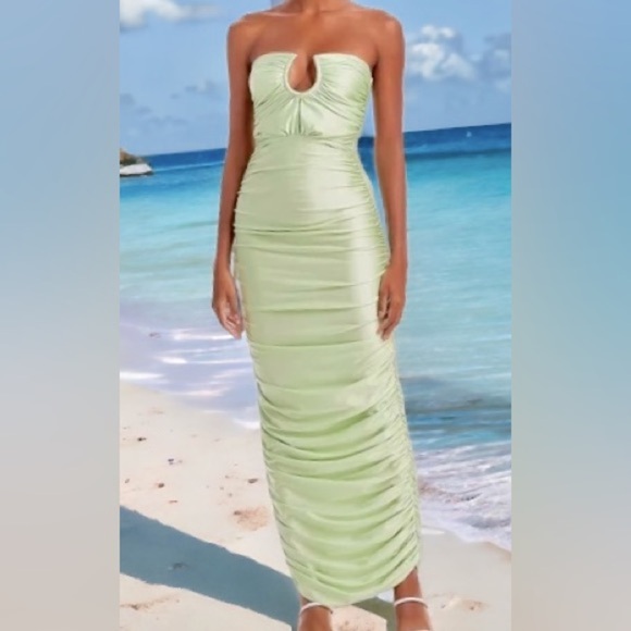 Baobab Collection REVOLVE Magalenha Strapless Maxi Dress Green Shimmer XL - Picture 1 of 11